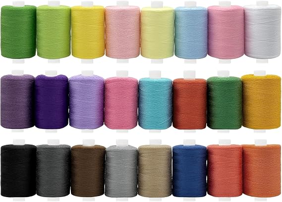 10 Spools All Purpose Sewing Thread 1000 Yards, Bobbin Polyester Thread for Sewing,Threads for Sewing Machine, Sewing Machine Supplies for Beginners, Hand Stitching, Quilting (24-Colorful)