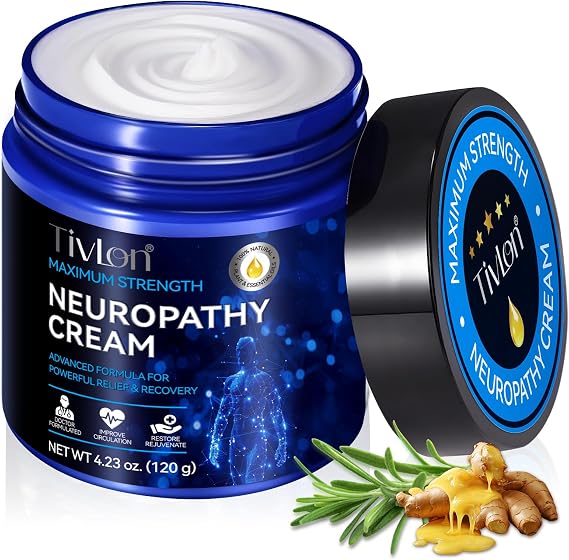 Extra Strength Neuropathy Relief Cream For Feet, Legs, Hands, Toes With Natural Turmeric, Ginger - Muscle And Joint Discomfort, Natural Muscle Massage Cream, Tingling