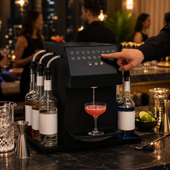 Automatic Cocktail Maker Machine | One-Touch Auto Drink Mixer with 6 Bottle Stations & 20 Custom Recipes | Electric Cocktail Dispenser for Home Bar, Parties, Weddings & Commercial Use