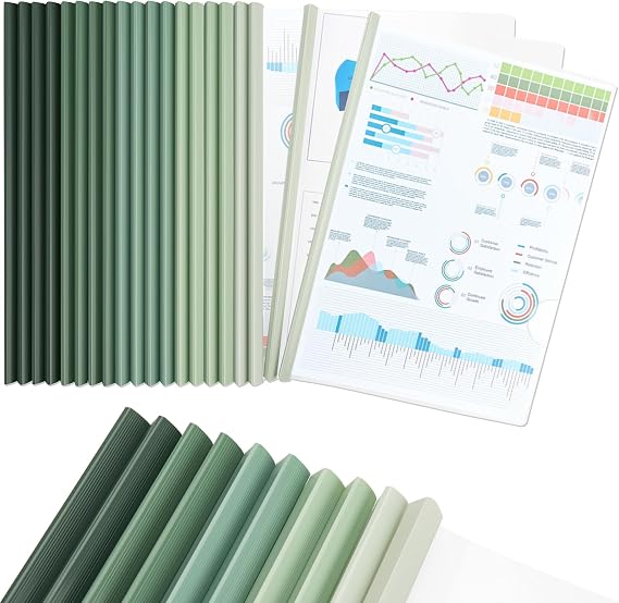 20PCS A4 Report Covers with Sliding Bar, Spine Width 10 mm - Capacity 90 Sheets, Dissertation Binder for School Office Home Resume Presentation Documents