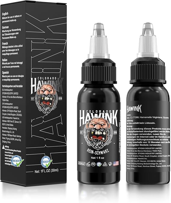 HAWINK Professional Tattoo Ink Pure Black 1 Bottle with 1oz (30ml) Pure Black Ink TI203DE-30-001