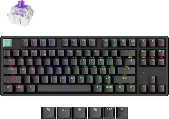 Keychron K8 HE TKL Wireless Bluetooth 2.4G Wired Triple Mode Hot Swappable Hall Effect Keyboard with QMK VIA Aluminum Frame Rapid Trigger for Mac Windows Linux, USA ANSI Layout, Black