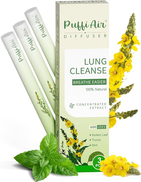 Puffiair Herbal Diffuser Pen, Mullein Flavoured Lung Cleanse Inhaler