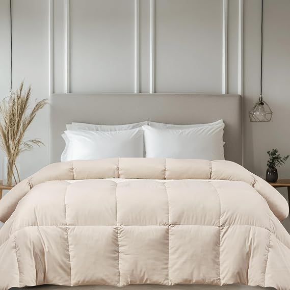 Beautyrest Soft Feather Down Comforter Full/Queen Size,Hotel Collection Lightweight Hypoallergenic Comforter,All Seasons Full/Queen Duvet Insert with Corner Tabs,90x90 Inch,Ivory