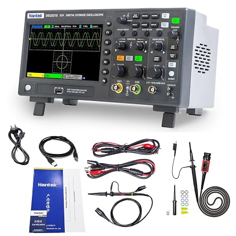 Hantek DSO2D15 Digital Oscilloscope 2CH 1GSa/S Storage Economical Oscilloscope 150MHZ Bandwidth Handheld with Signal Source +P4100 Probe