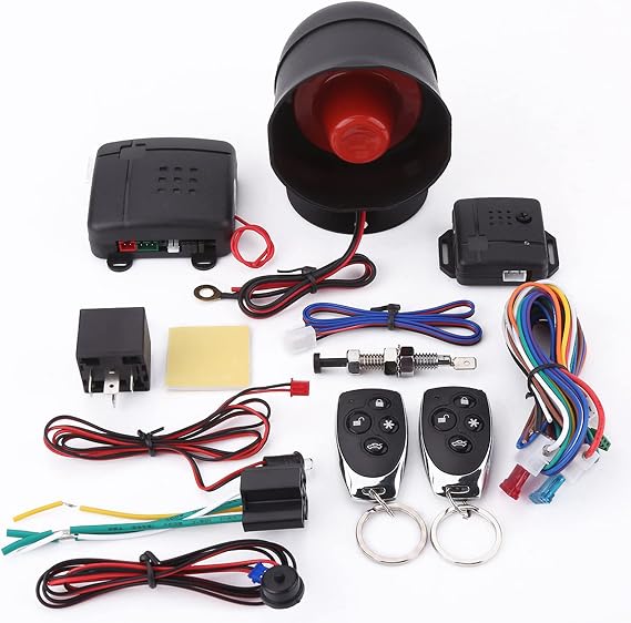 Car Security System, Universal Car Alarm Security Protection System Keyless Entry with 2 Remote Controls Siren