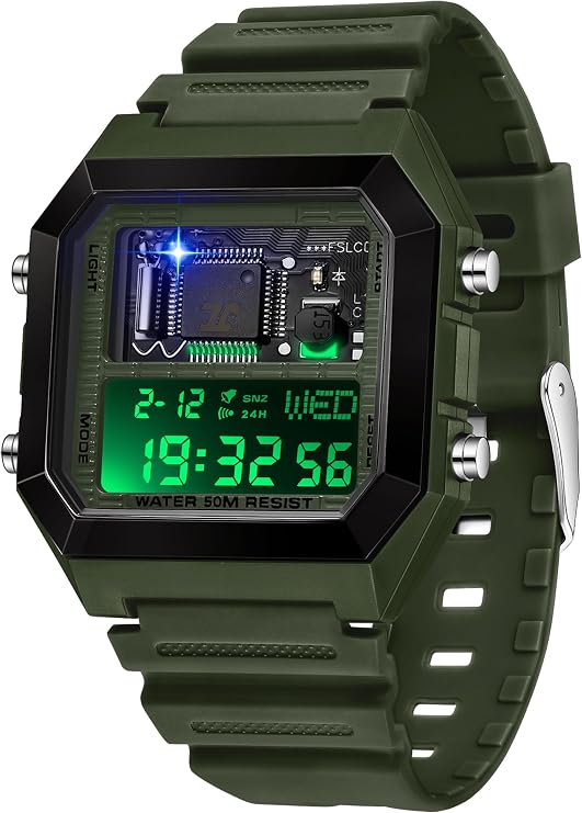 findtime Square Digital Watch Unique Military Watches Waterproof Sport Wristwatch Fashion Tactical Watches Casual LED Stopwatch Alarm Wrist Watch for Men Women