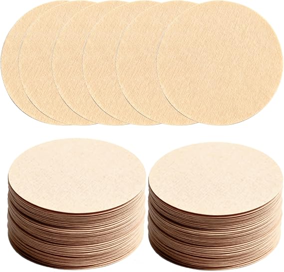 500 Pcs Round Coffee Filters, 6.4 x 6.4 cm Unbleached Natural Paper Replacement Filter Papers for Coffee and Espresso Makers