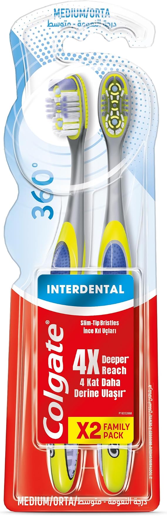 Colgate 360° Interdental 1+1 Medium Toothbrush