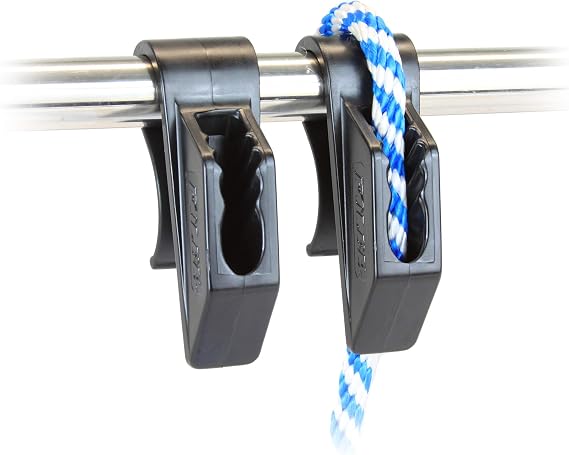 Boat Fender Hanger Adjuster Clip (Sold in Pairs) - Fits 1" (25 mm) Rails - Black