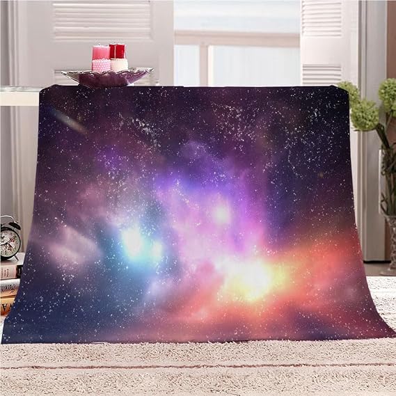 Super Soft Thickened Flannel Couch Blanket Baby Size 150X180Cm Fleece Throw Blanket Xuancai Yinhe Scenery Printed Pattern Fluffy Comfy Warm Microfiber Plush Sofa/Bed Blanket