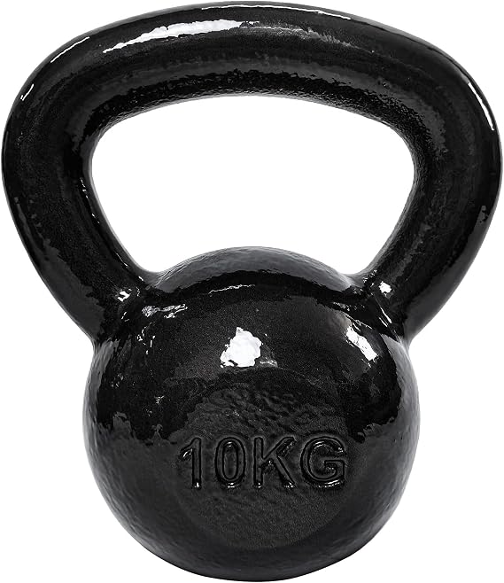 Amazon Basics Kettlebell - Cast Iron Resistance Training Weight with Textured Wide Grip Handle - Painted Finish - Black