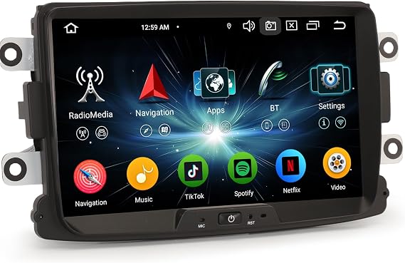 Erisin 8 Core Android 14 Car Stereo 4GB 64GB for Renault Dacia Duster Logan Sandero Dokker Lodgy Carplay 8 Inch Car Radio Sat Nav DSP Bluetooth A2DP Wifi 4G DAB+ Canbus
