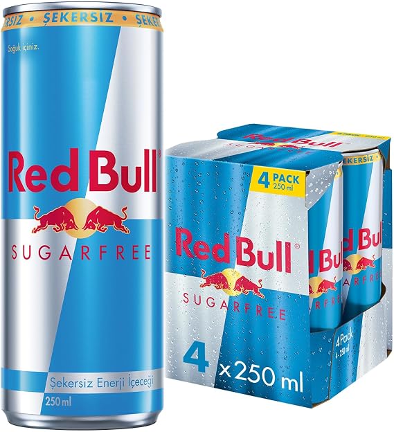 Red Bull Enerji İçeceği Şekersiz 250 ML (4’Lü Paket 4x250 ML), Enerji, Kutu