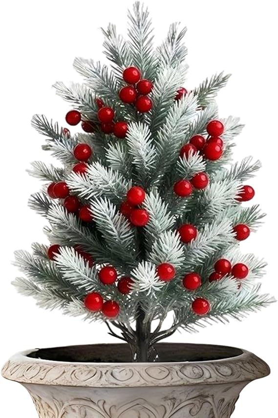 Artificial Trees for Outdoors,Weatherproof 22 Inch with Stake | Fake Cedar Tree Outdoor Decor,for Yard Lawn Patio Porch Pathway Planter Flower Pot Indoor Christmas Holiday Winter Party