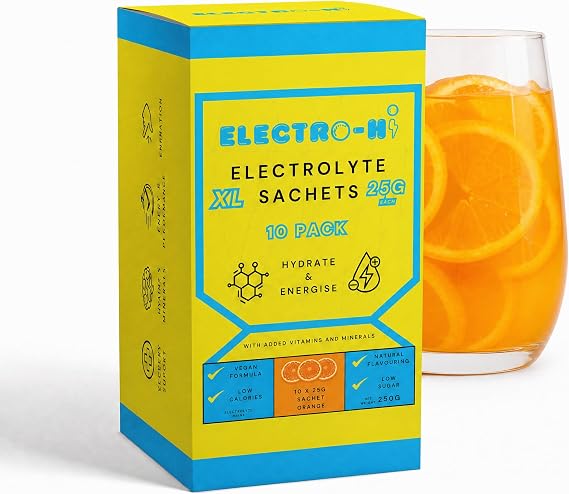 ELECTRO-HI Low Calorie Electrolyte Powder | 10 Orange Sachets for On-The-Go Hydration | Low Sugar