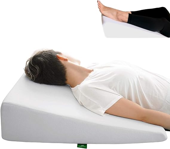 Bed Wedge Pillow for Sleeping - Memory Foam Leg Elevation for Post Surgery, Sleeping, Sitting - Triangle Pillow with Washable Cover Helps Aid Snoring 25x24x10 Inch
