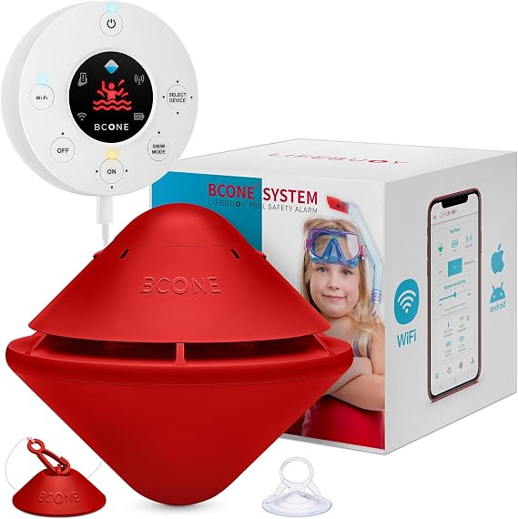BCONE® Pool Safety Alarm, Floating Alarm with Siren and App, Smart System with Alexa, Fall Detection in Water, Protection for Children and Pets, Easy Installation