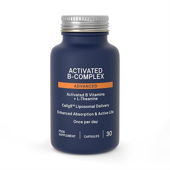 Activated B Complex Advanced - All 8 Methylated B Vitamins - L-Theanine, Liposomal, P5P B6, Dual B12, High Strength - 30 Vegan Capsules One Per Day
