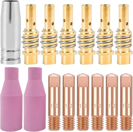 15Pcs Welding Torch Accessory Welding Set Nozzle Tip Mig Parts Fit for AK15 MB15 MIG Torch Welder Accessories Kit