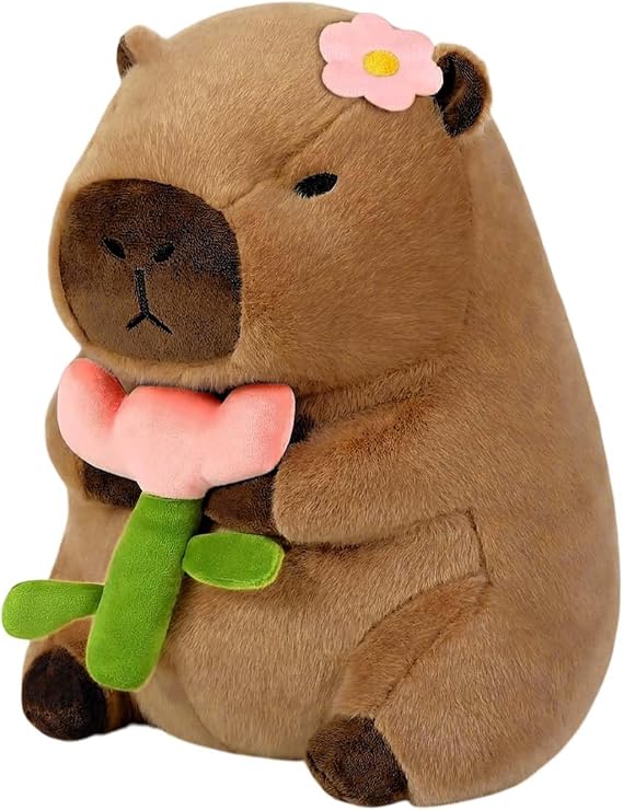 Capybara Plush Toy with Flower-30cm Soft Stuffed Animal Capybara