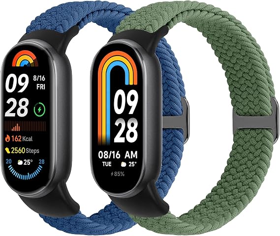 Braided Strap for Xiaomi Smart Band 10/Xiaomi Smart Band 9/Xiaomi Smart Band 8 Straps for Women Men, Elastic Adjustable Woven Replacement Bands for Mi Band 10/9/8