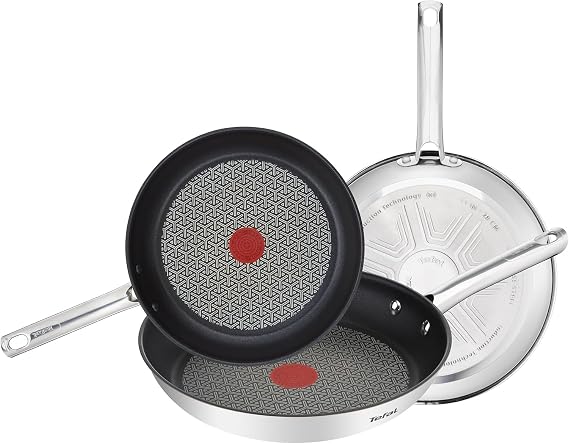 Tefal Duetto Set of 3 Frying Pans, Stainless Steel