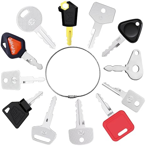 12Pcs Construction Ignition Key Set, Universal Starter Switch Spare Keys