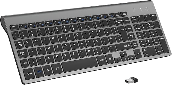 cimetech Wireless Keyboard, 2.4G Ergonomic Keyboard with Number Pad, Silent USB Computer Keyboard for PC, Laptop, Desktop and Windows 10/8/7/XP - Gray