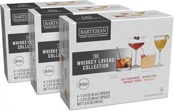 Bartesian バルテシアン 24個パック ウイスキー愛好家 ミキサーカプセル カクテルマシン用 – ホームバー Mixology カクテル ミックス ポッドカプセルセット Bartesian カクテル ドリンクメーカーマシンと一緒に使用