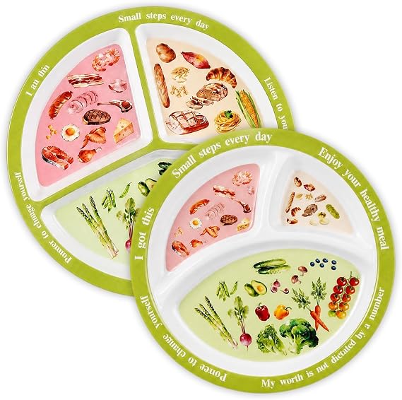 2 Pcs Portion Control Plates for Weight Loss