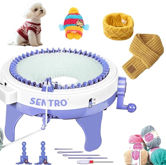 SENTRO Knitting Machine 48 Strands Knitting Machine with Row Counter Smart Waving Round Room Double Knitting Room Machine Kit DIY Knitting Scarf Hat Socks