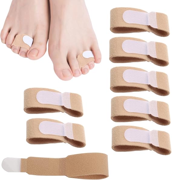 8PCS Hammer Toe Straightener Broken Toe Wraps Splint Bandages Hammer Toe Splints Hammer Toe Straighteners Non-Slip Toe Cushioned Bandages for Hammer Toes Broken Toes Crooked Toes & Overlapping Toe