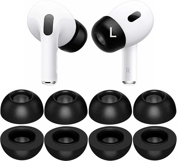 AirPods Pro 3対応 フォームチップ ノイズキャンセリング Lサイズ 低反発素材イヤホンカバー イヤーチップ イヤーキャップ 4ペア AirPod Pro3 2025 第3世代用 ブラック Lサイズ p3fb4pl。
