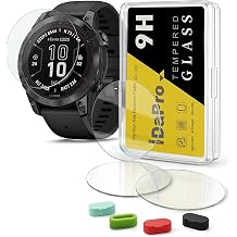 iDaPro Screen Protector for Garmin Fenix 7 Pro(Solar/Sapphire Solar) Tempered Glass [4Pcs]+Silicone Anti-dust Plugs[4Pcs],9H,Anti-Scrach,Anti-Bubble,Easy Installation