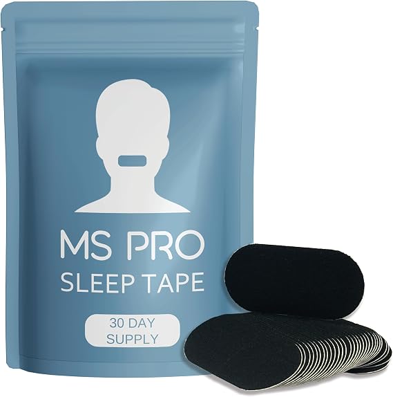 Mouth Tape for Sleeping (Black) - Reduces Snoring, Hypoallergenic Snoring Aid, Improved Nasal Breathing, Strong But Gentle Adhesion - Working Over Facial Hair - Lip Patch Sleep Tape - 30 Strips