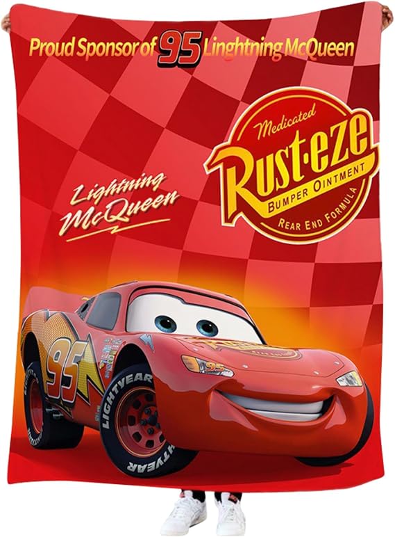 Lightning McQueen Blanket, McQueen Cars Blanket Throw, 39 * 55 inch Super Soft Flannel Throw Blankets, Cars Cartoon for Bed Sofa Office Knee Pad Beach B-lanket, Gifts for Friends and Fans
