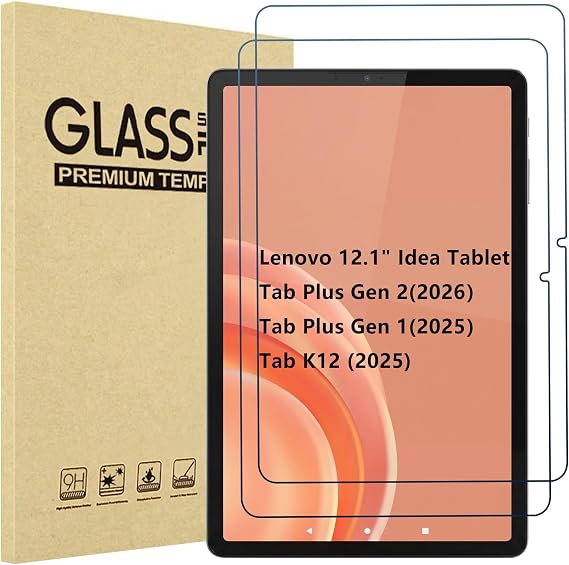 ProCase Screen Protector for Lenovo Idea Tab Plus 12.1 Inch 2025, 2 Pcs Tempered Glass Screen Protector Film Ultra-thin Film Hardness HD 9H for Tablet 12.1 Inches
