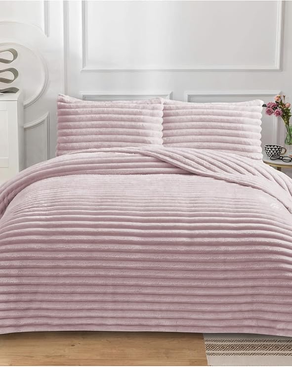 Serra Rabit Çift Kişilik Yatak Örtüsü Seti 230x250cm - Wellsoft 2 Yastıklı Lüks Yumuşak Dokulu - Pembe Nevresim Takımı