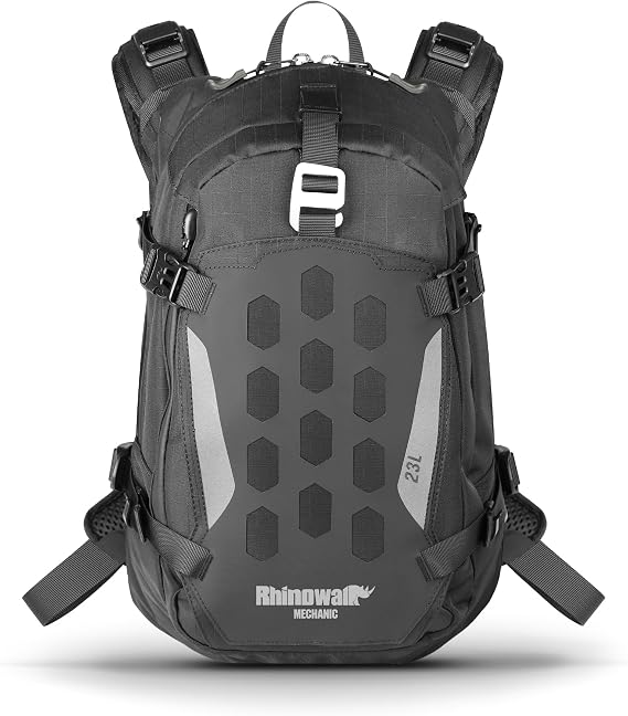 Rhinowalk Motorcycle Backpack 23L Molle Motorbike Helmet Holder Bag Laptop Rucksack Travel Backpacks with Helmet Strap
