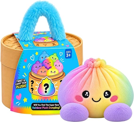 Cute Plush Stuffed Dumpling Squishies, Big Rainbow Squishes with Steamer