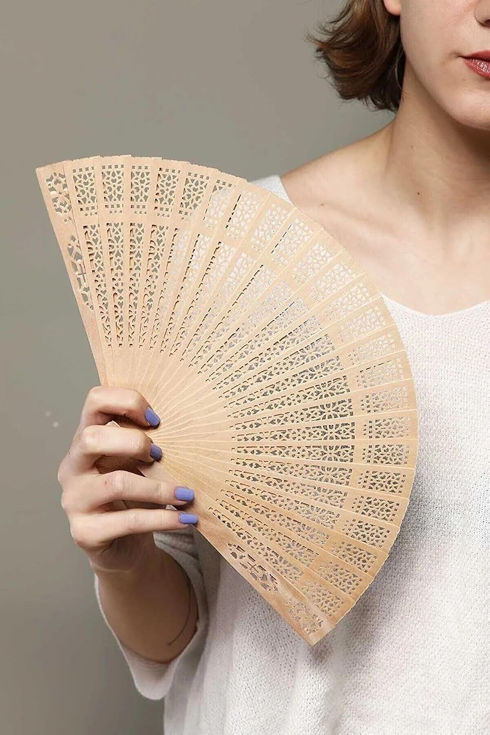 Light Wood Hand Fan Natural Looking Light Aesthetic Fan Wood