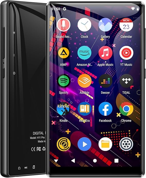 MECHEN 5 Inch MP3 Player, 128 GB with TF Card, Android 9.0 Music Player, Built-in 3 GB + 32 GB, Music Player, Multifunctional, MP4 Player, 1080p HD Digital Audio Player, App, Search Function