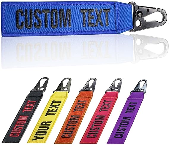 QIMAMADE Personalized Keychain Luggage Tag with Text Name Number Monogrammed Start Key for Car Motorcycle Gift for Men and Women Multi-Colour 18.5 x 3.2 cm