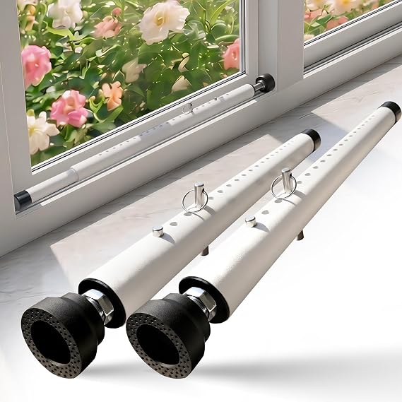Sliding Door Security Bar 18 -51 , Adjustable Sliding Door Lock Security Bar, Window Security Bars Inside for Sliding Glass Door Home Apartment Safety, Burglar Proof, White, 2 Pack