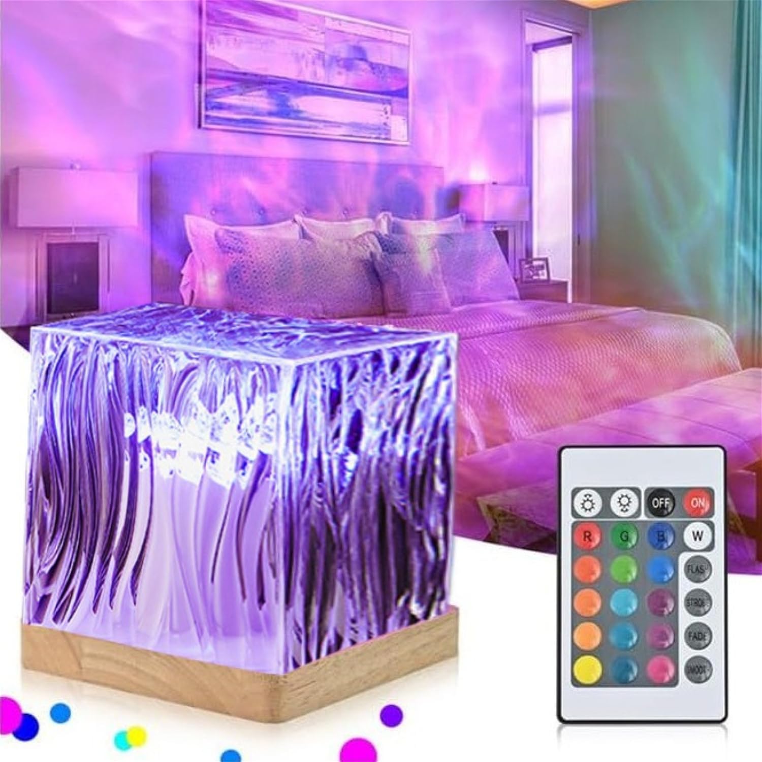 AILISK keyora Aurora Dreamscape Projector,Aurora Glow Lamp, 16 Colors Ocean Wave Projector Cube Light W/Remote, Rechargeable Cordless Northern Lights Wave Cube Light [Energy Class A]