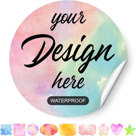 100-500 Custom Stickers Roll Personalized Business Labels Decals, 1.5"-10" Customized Your Own Waterproof Vinyl Stickers with Any Design Logo Image Photo Text Name Address QR Code