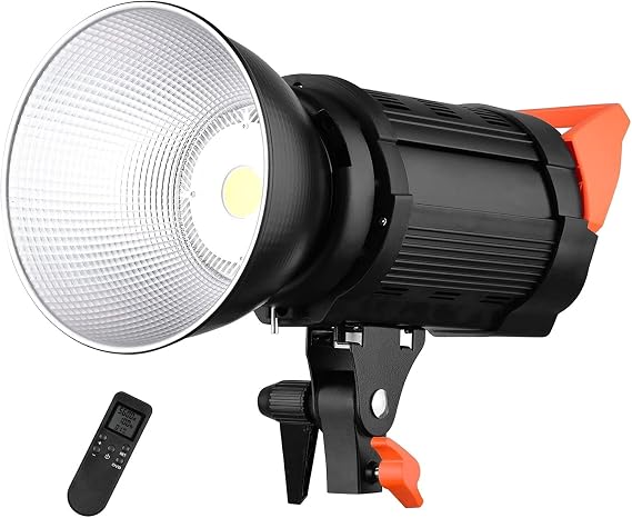LED Video Light 150W COB LED Video Light 5600K Sunlight DIMMABLE CRI 95+ Bowens Mount Remote Control Shooting Light Color : Black, Size : One Size