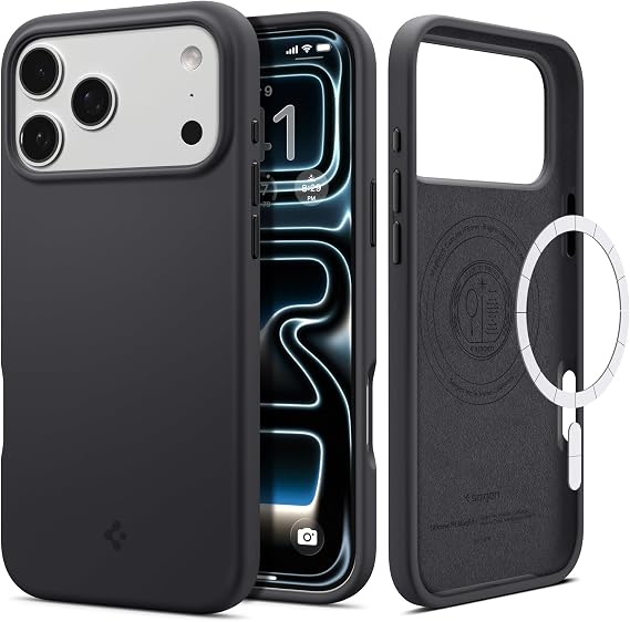 Spigen iPhone 17 Pro ile Uyumlu MagSafe Kılıf Silicone Fit Mag Fit Black - ACS09955