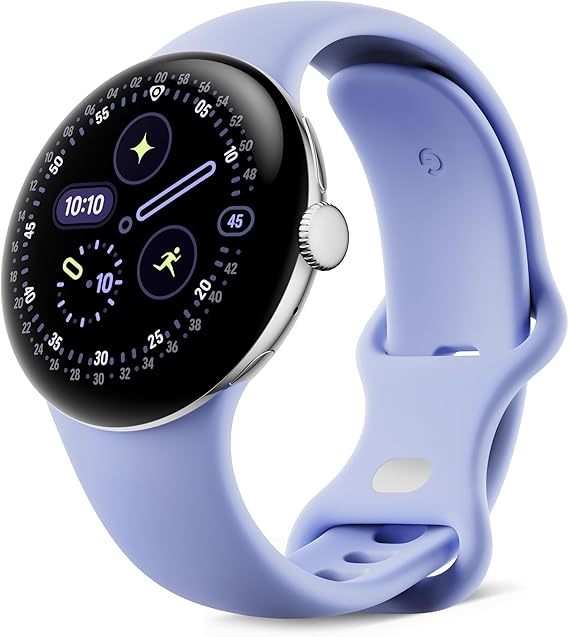 Google Pixel Watch 4 (41 mm) - Android smartwatch with Domed Display, Comprehensive Health and Fitness Tracking and Help from Gemini - Polished Silver Aluminium Case - Iris Active Band - LTE